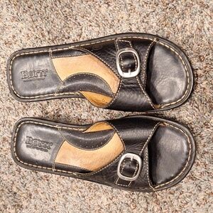 Black one strap Born sandals.  Size 6.